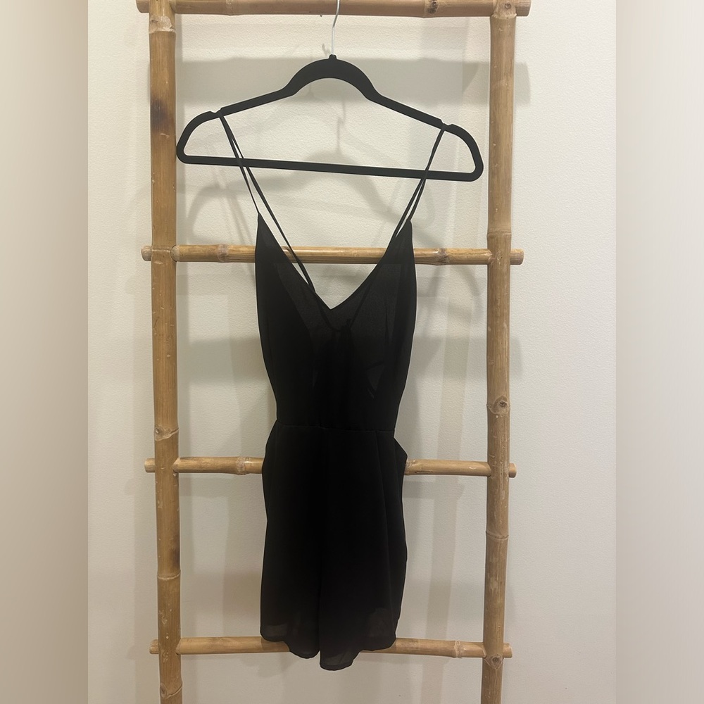 Victoria Sophia Black Silk Romper